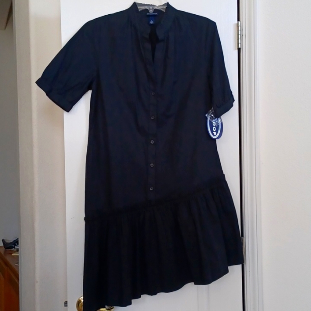 Black Asymetrical Drop Waist Dress!
